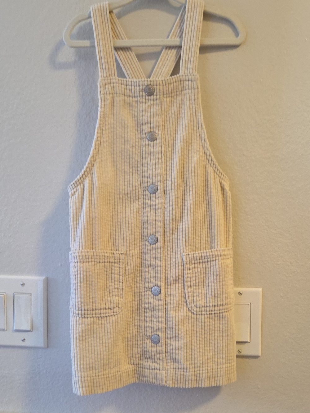 Cat & Jack Cream Corduroy Button Pinafore Dress